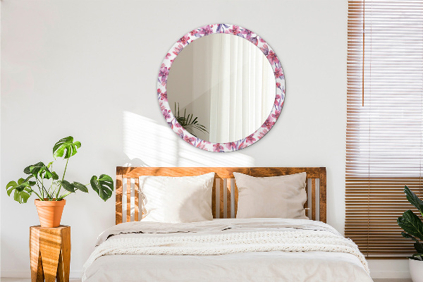 Ronde wandspiegel met print Aquarel bloemen