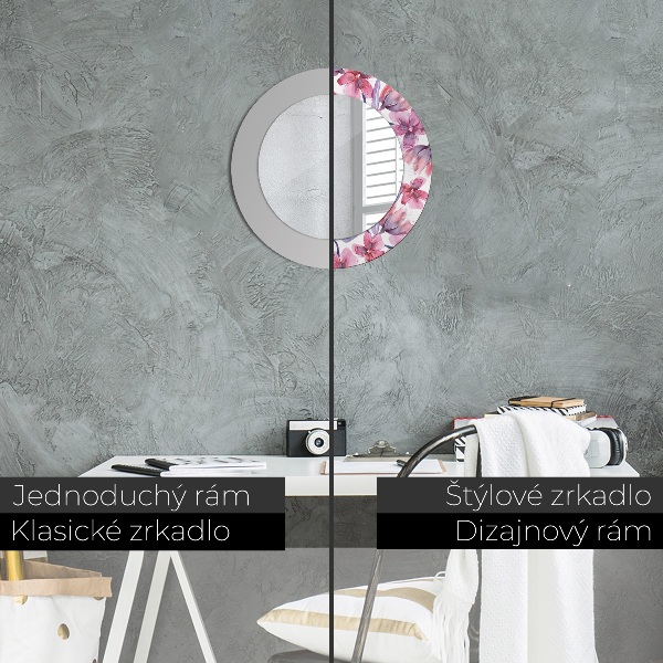 Ronde wandspiegel met print Aquarel bloemen