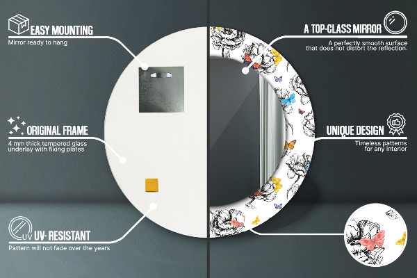 Ronde spiegel met decoratie Vlinder