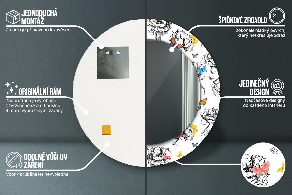 Ronde spiegel met decoratie Vlinder