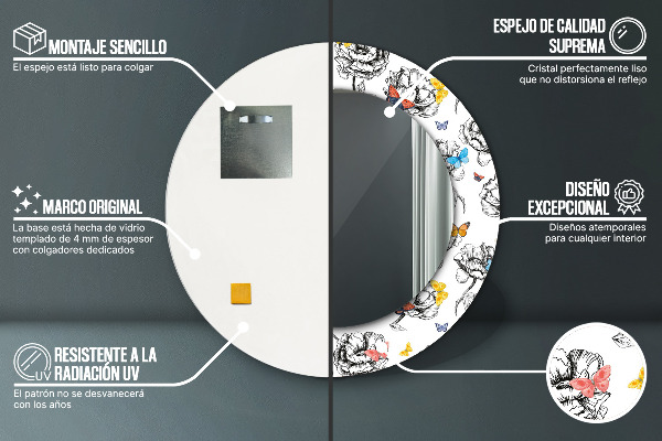 Ronde spiegel met decoratie Vlinder