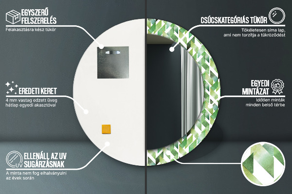 Ronde wandspiegel met print Visgraat
