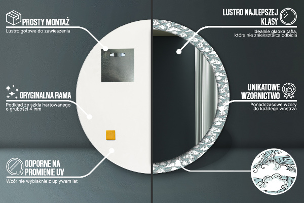 Bedrukte ronde spiegel Wolken