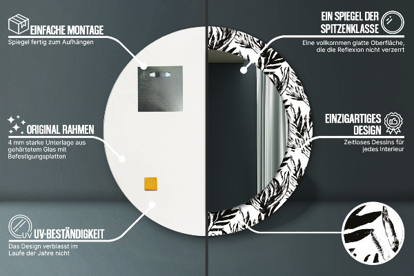 Ronde spiegel met decoratie Monstera