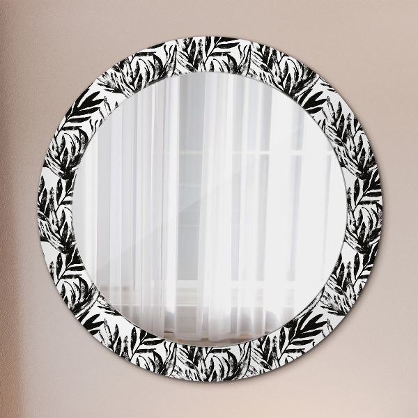 Ronde spiegel met decoratie Monstera