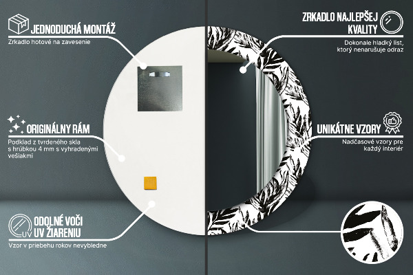 Ronde spiegel met decoratie Monstera