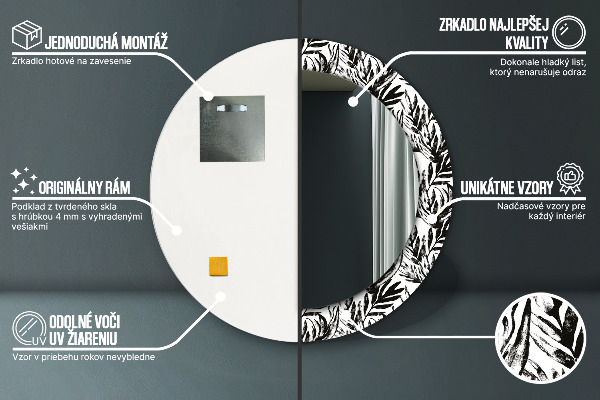 Ronde spiegel met decoratie Monstera