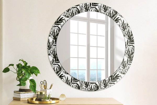 Ronde spiegel met decoratie Monstera