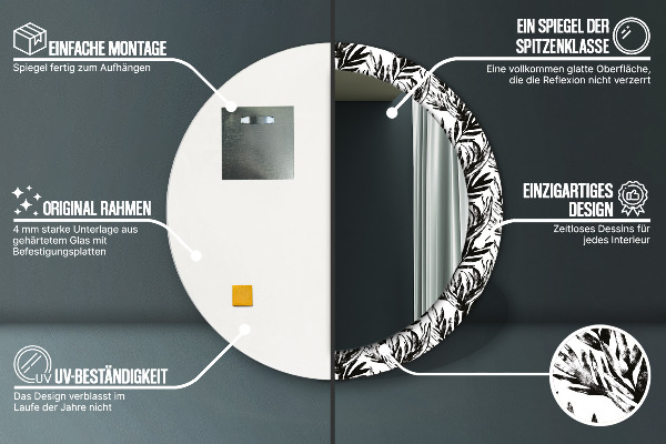 Ronde spiegel met decoratie Monstera