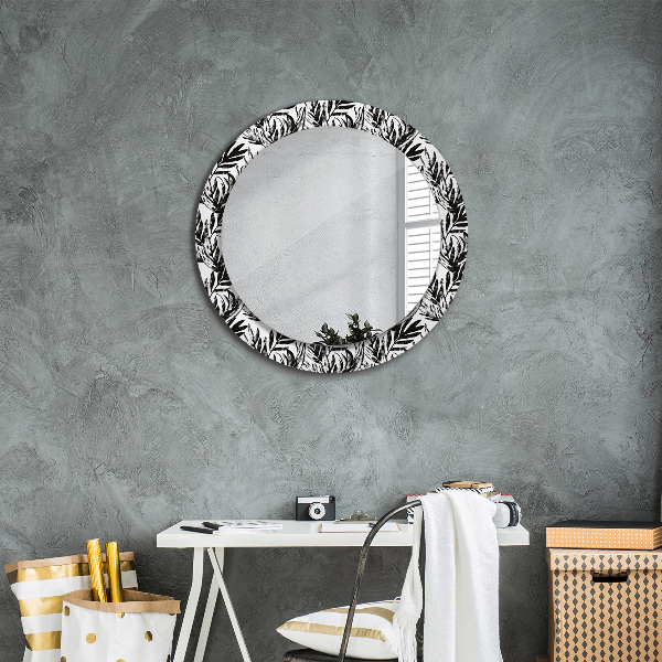 Ronde spiegel met decoratie Monstera