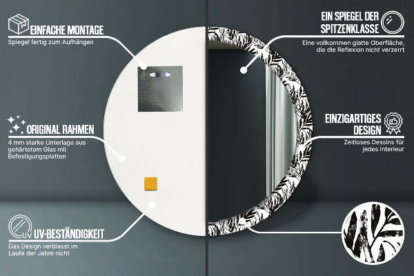 Ronde spiegel met decoratie Monstera