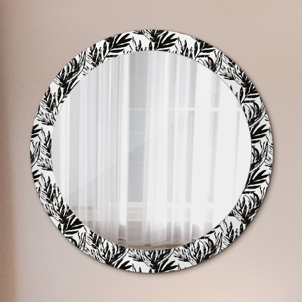 Ronde spiegel met decoratie Monstera