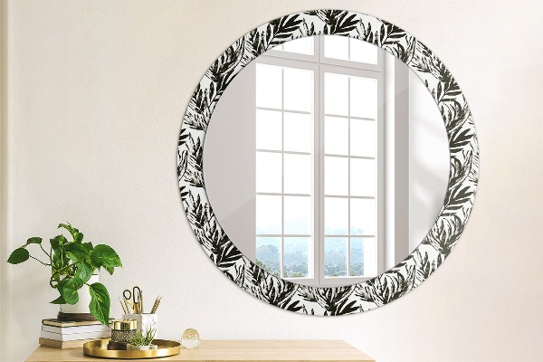 Ronde spiegel met decoratie Monstera