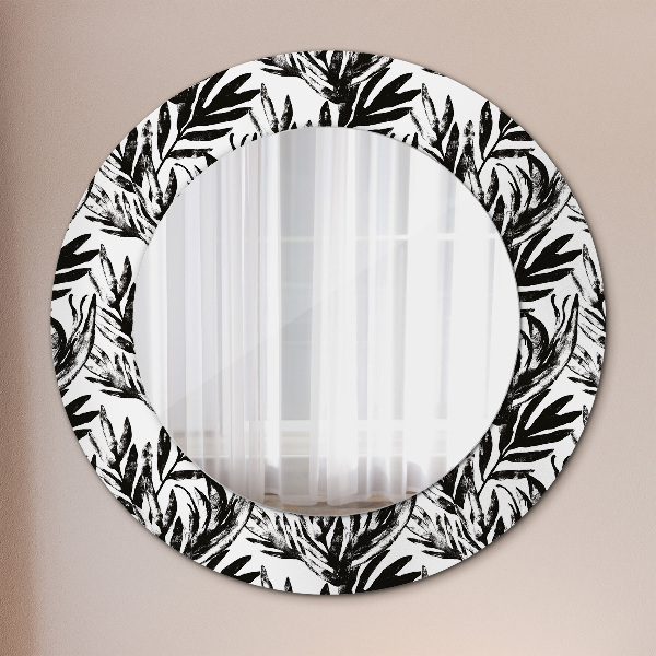 Ronde spiegel met decoratie Monstera