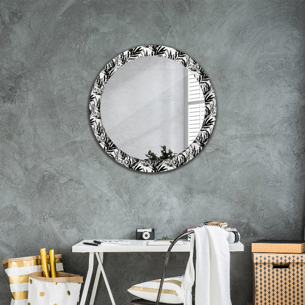 Ronde spiegel met decoratie Monstera