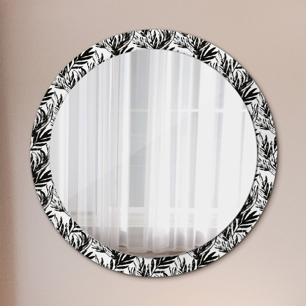 Ronde spiegel met decoratie Monstera