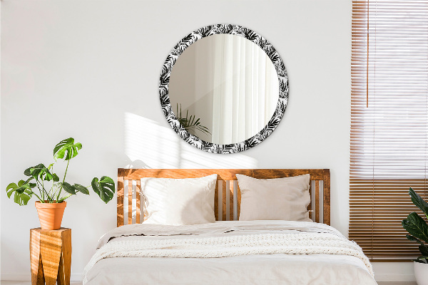 Ronde spiegel met decoratie Monstera