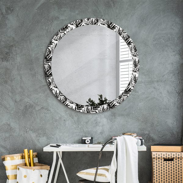 Ronde spiegel met decoratie Monstera