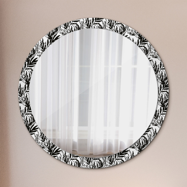 Ronde spiegel met decoratie Monstera