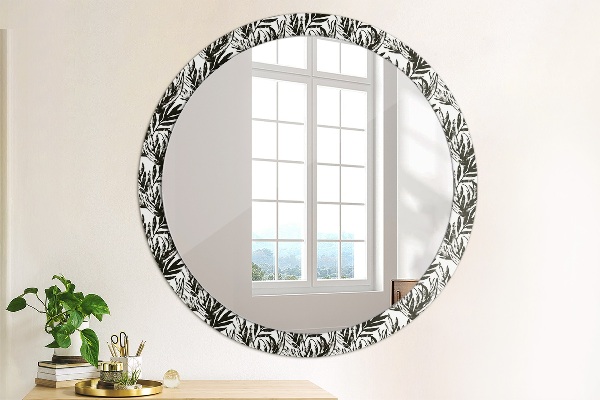 Ronde spiegel met decoratie Monstera