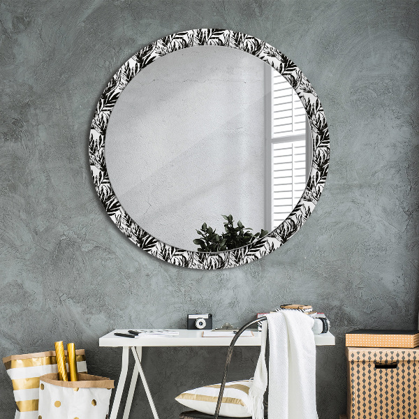 Ronde spiegel met decoratie Monstera