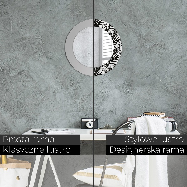 Ronde spiegel met decoratie Monstera