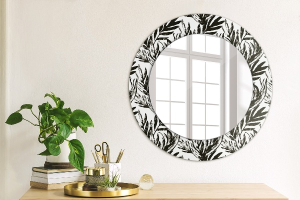 Ronde spiegel met decoratie Monstera