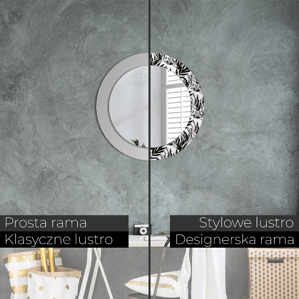 Ronde spiegel met decoratie Monstera