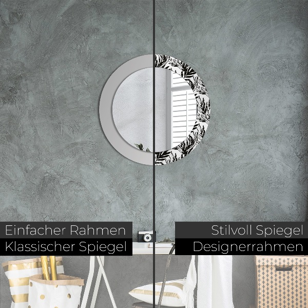 Ronde spiegel met decoratie Monstera