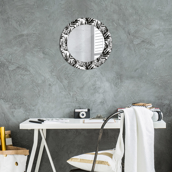 Ronde spiegel met decoratie Monstera