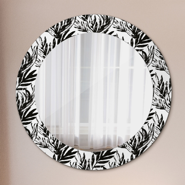 Ronde spiegel met decoratie Monstera