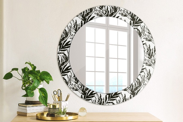 Ronde spiegel met decoratie Monstera