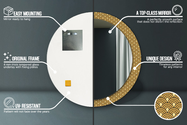 Bedrukte ronde spiegel Deco-vintage