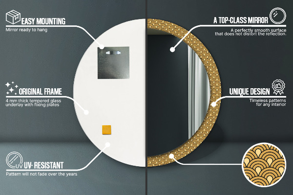 Bedrukte ronde spiegel Deco-vintage