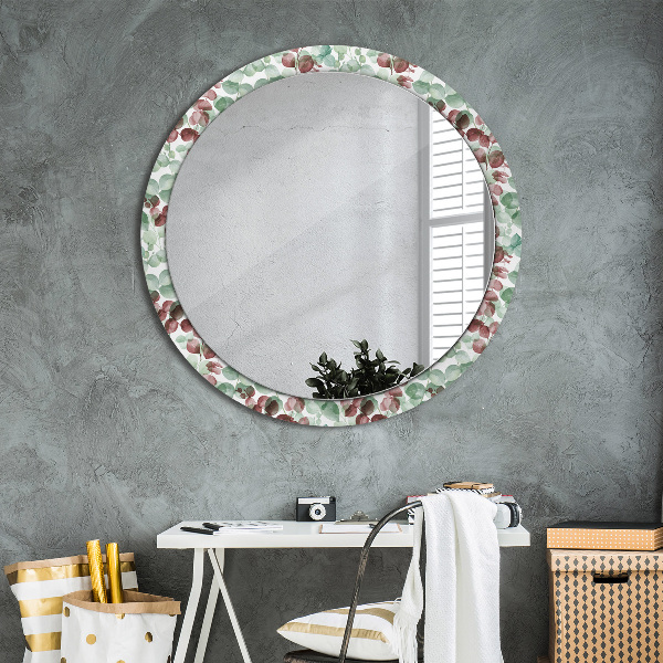 Ronde wandspiegel met print Eucalyptus