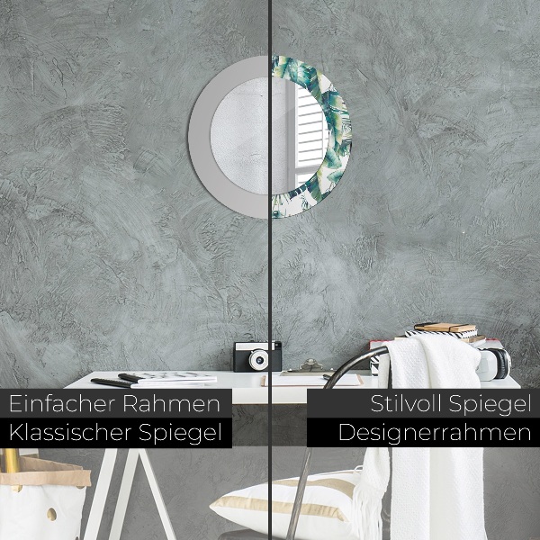 Bedrukte ronde spiegel Bladeren