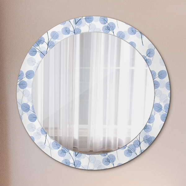 Ronde wandspiegel met print Takken bladeren
