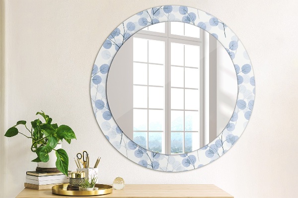 Ronde wandspiegel met print Takken bladeren