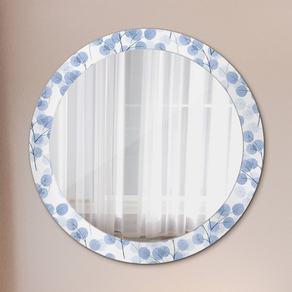 Ronde wandspiegel met print Takken bladeren