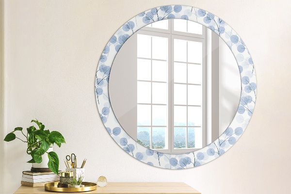Ronde wandspiegel met print Takken bladeren