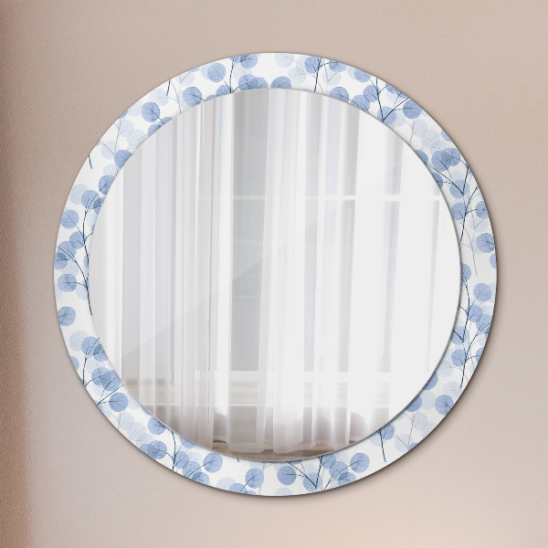 Ronde wandspiegel met print Takken bladeren