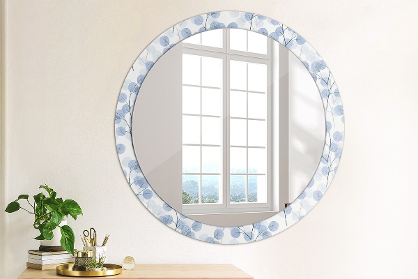 Ronde wandspiegel met print Takken bladeren