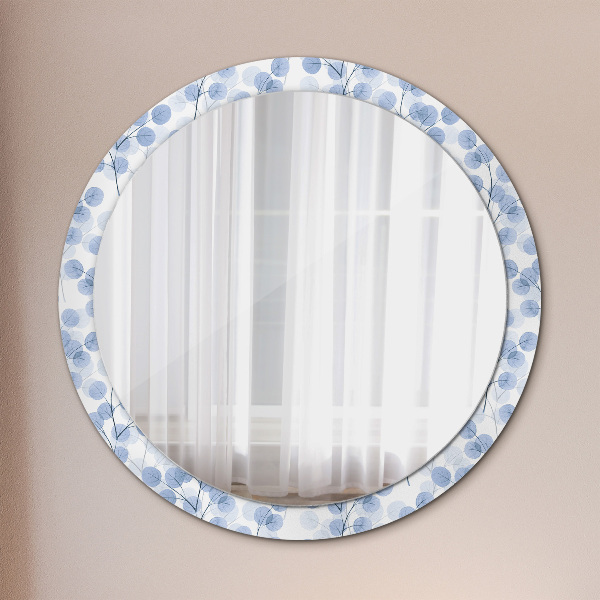 Ronde wandspiegel met print Takken bladeren