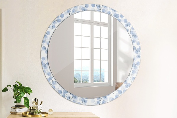 Ronde wandspiegel met print Takken bladeren