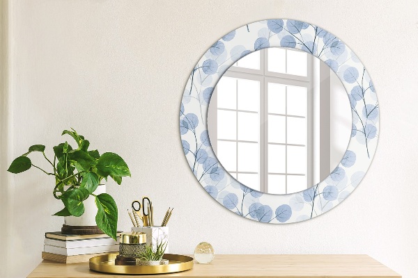 Ronde wandspiegel met print Takken bladeren