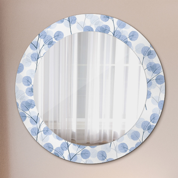 Ronde wandspiegel met print Takken bladeren