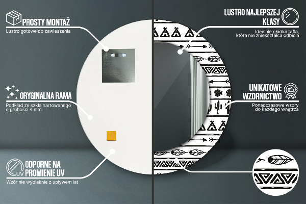 Bedrukte ronde spiegel Boho minimalistisch
