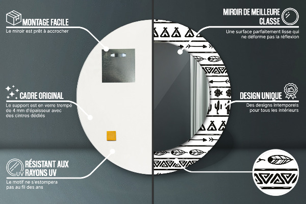 Bedrukte ronde spiegel Boho minimalistisch