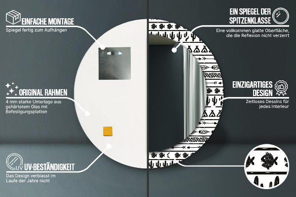 Bedrukte ronde spiegel Boho minimalistisch