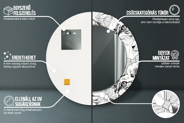 Ronde spiegel met decoratie Huisdieren katten